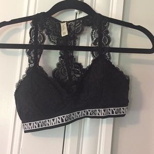 Black lace racer back bralette